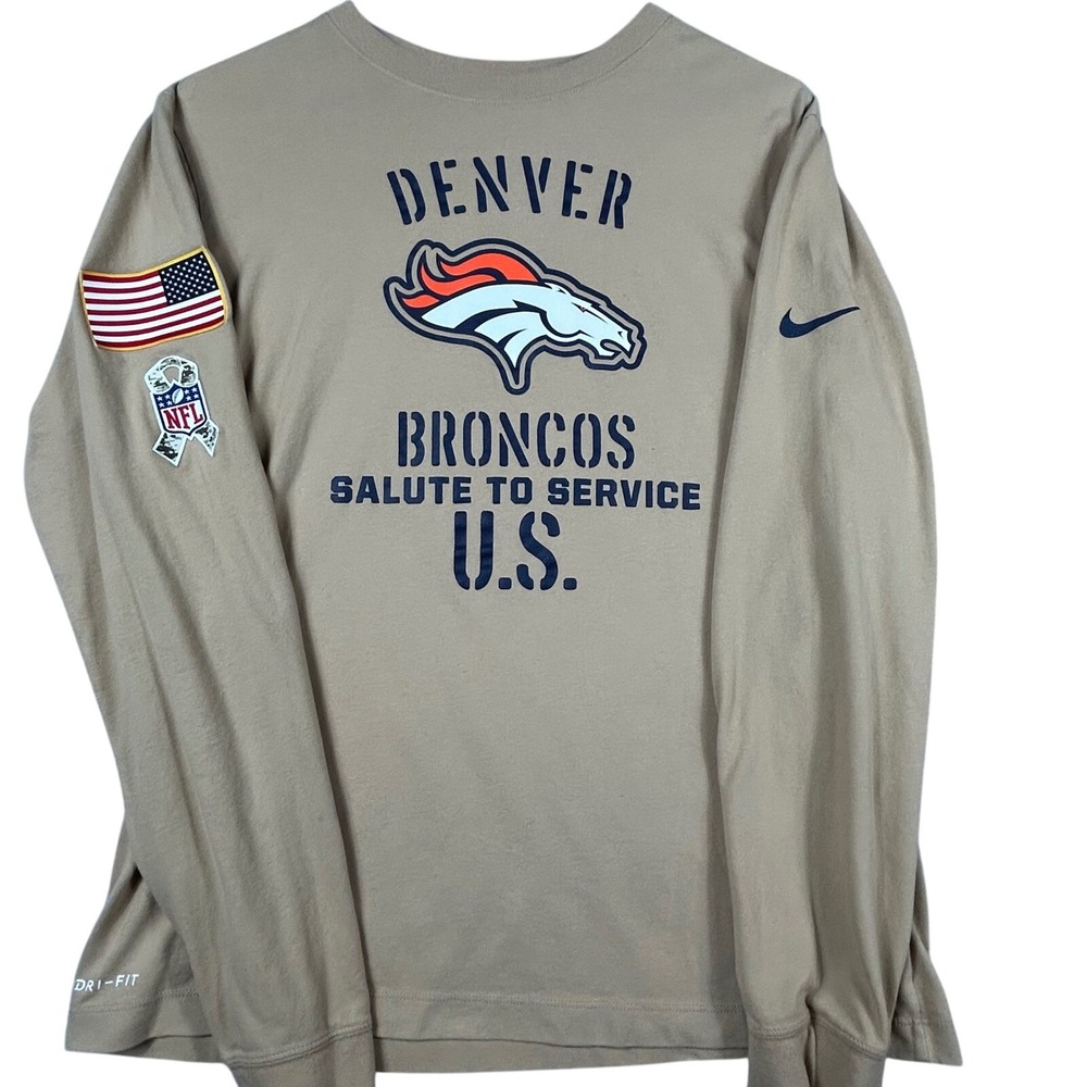 Nike Denver Broncos Salute to Service Long Sleeve T Shirt Men‎ Medium Tan NFL